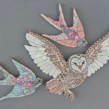 Emily Lawlor, mosaic swallows and owl