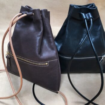 2 leather drawstring bags by MacGregor and Michael